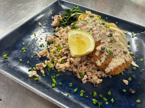Black Grouper Entree: A Bold, Gluten-Free Delight at The Waterfront Restaurant