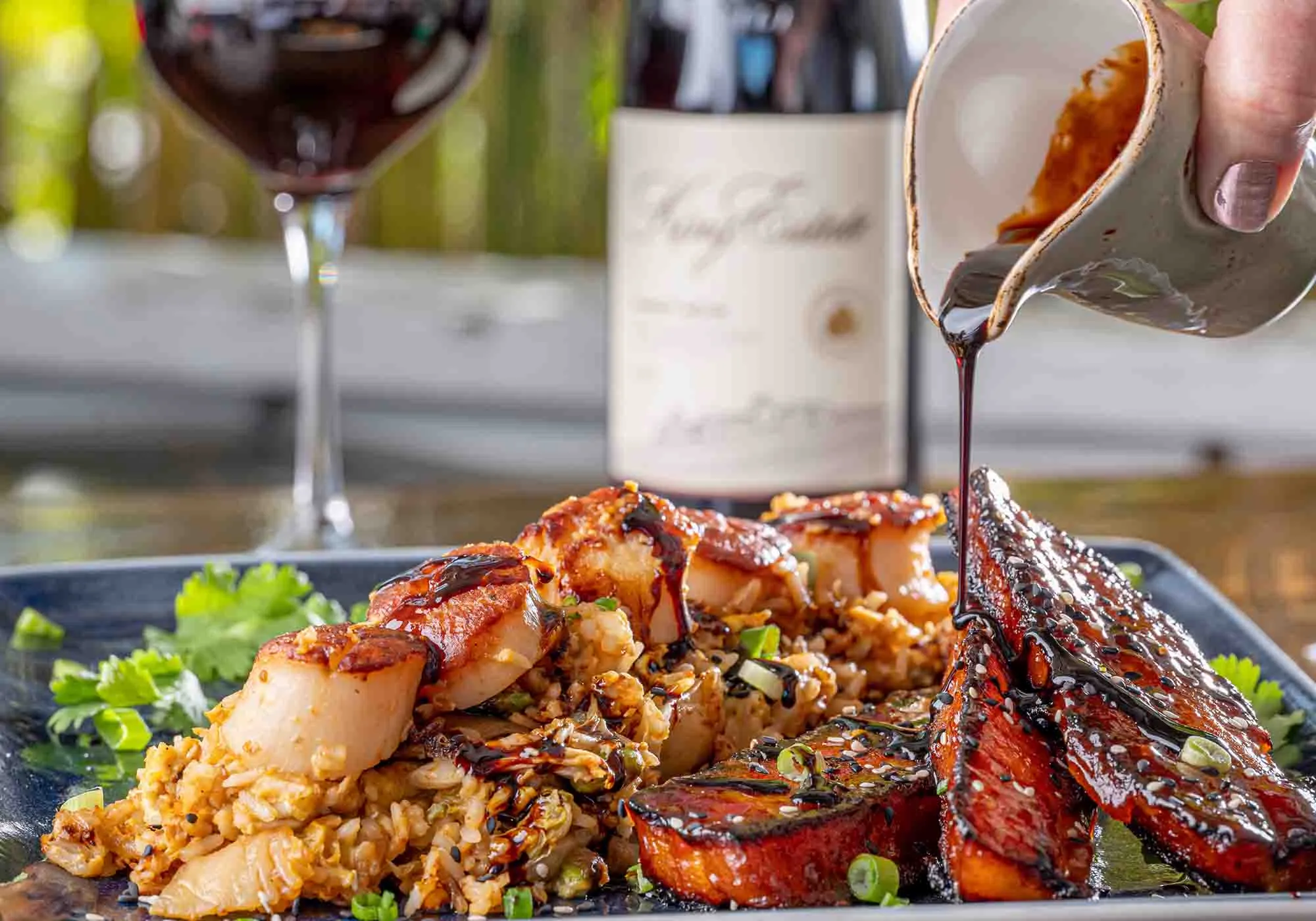 Seared scallops dish at The Waterfront Restaurant