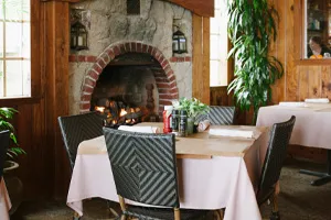 Inside seating next to fireplace